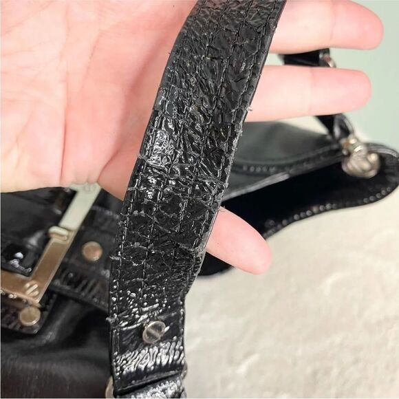 Tory Burch | Black " Horseshoe Hobo " Bag w/ Buckle Trim Handbag Bag Retail $565 - Picture 6 of 9